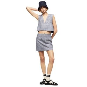 NEW Zara Blue Plaid Mini Skirt Size S